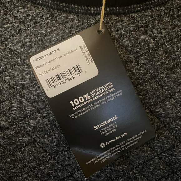 SMARTWOOL NWTs diamond peak quilted dress merino wool long sleeve XS - Picture 7 of 12